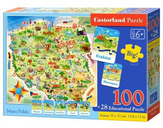 Puzzle Edukacyjne Mapa Polski- 100 el quiz CASTORLAND E-142