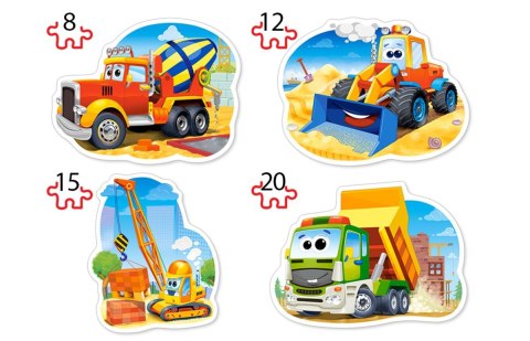 Puzzle 4w1 /8-12-15-20/ konturowe Construction Vehicles CASTORLAND B-043040