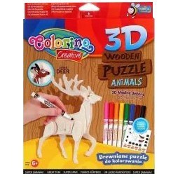Puzzle drewniane 3D do kolorowania Jeleń akcesoria Colorino PATIO 838317
