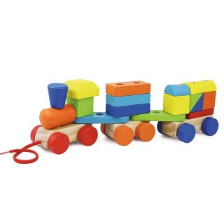 Pociąg drewniany z klockami 36X12X9 PLX PUD SMILY PLAY AC7621 AN0