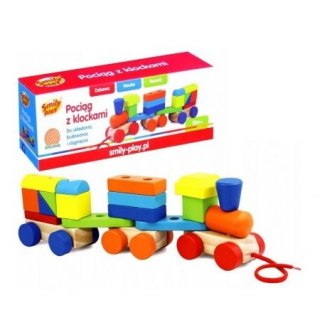Pociąg drewniany z klockami 36X12X9 PLX PUD SMILY PLAY AC7621 AN0