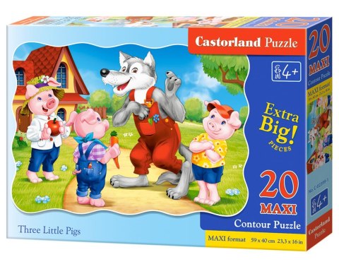 Puzzle 20 Maxi podłogowe, konturowe Three Little Pigs CASTORLAND C-02399