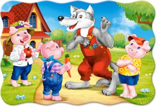 Puzzle 20 Maxi podłogowe, konturowe Three Little Pigs CASTORLAND C-02399