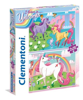 Puzzle Clementoni 2x20 elementów Unicorn Brilliant 24754