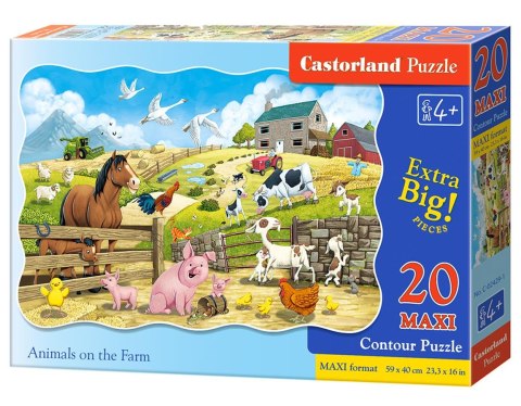 Puzzle 20 Maxi podłogowe, konturowe Animals on the Farm CASTORLAND C-02429