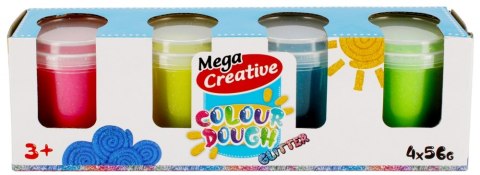 Masa plastyczna 4 kolory brokatowa tuba MEGA CREATIVE 471258