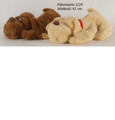 Pluszak Pies 45CM leżący z obrożą DEEF 3480