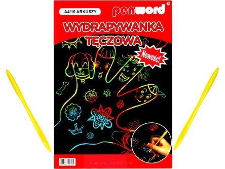 Zestaw kreatywny Wydrapywanka A4/10ARK Tęczowa KORMORAN 406982