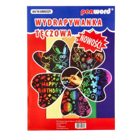 Zestaw kreatywny Wydrapywanka A4/10ARK Tęczowa KORMORAN 406982