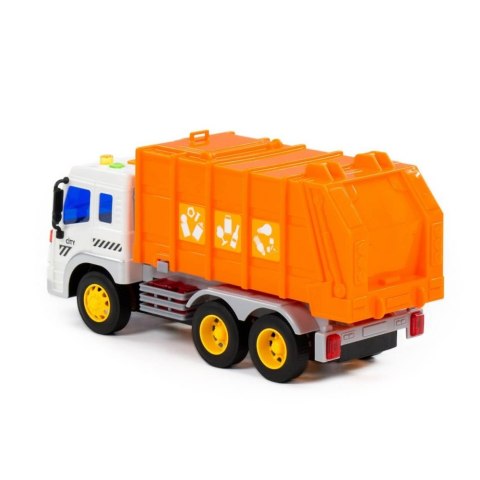 Auto ciężarowe Śmieciarka światło i dźwięk pomarańczowe WADER POLESIE 86426