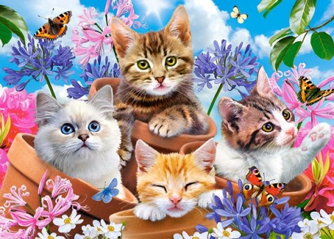 Puzzle 120 elementów Kittens with flowers CASTORLAND B-13524