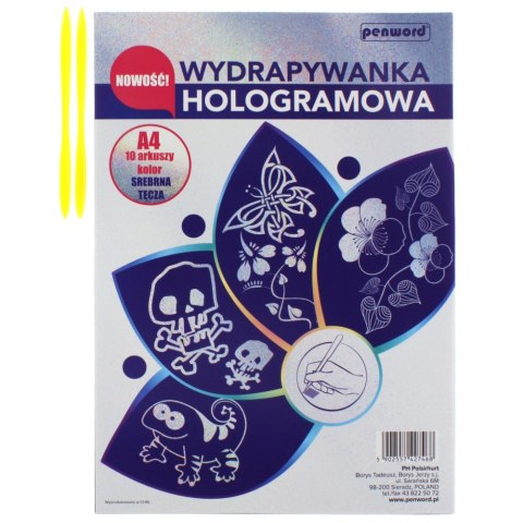 Zestaw kreatywny Wydrapywanka A4/10ARK holograf srebrna Tęcza FOL SDM 427468