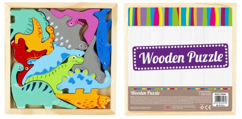 Układanka drewniana 12 elementów Dinozaury MEGA CREATIVE 500646
