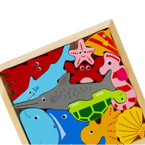 Układanka drewniana 12 elementów Ocean MEGA CREATIVE 500656