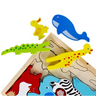 Układanka drewniana 12 elementów Zwierzęta MEGA CREATIVE 500655