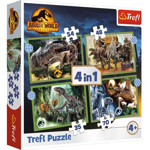 Puzzle 4w1 Grozne Dinozaury TREFL 34607