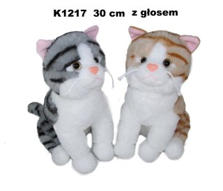 PLUSZAK KOT Z GLOSEM 30CM SIEDZACY KOL SA FOL