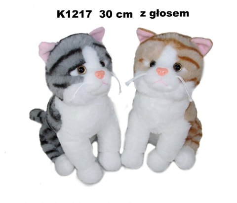 PLUSZAK KOT Z GLOSEM 30CM SIEDZACY KOL SA FOL