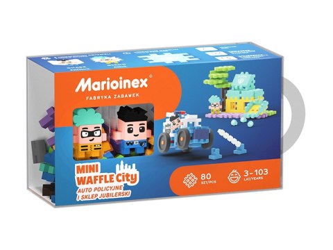 Klocki konstrukcyjne Mini Waffle 80 elementów City Auto Policyjne i Sklep Jubilerski MARIOINEX 905913
