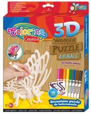 Puzzle drewniane 3D do kolorowania Motyl akcesoria Colorino PATIO 838355