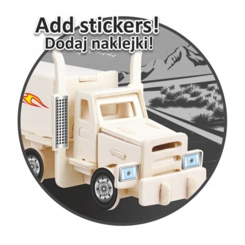 Puzzle drewniane 3D do malowania Truck akcesoria Colorino PATIO 136889