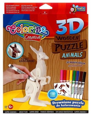 Puzzle drewniane 3D kolor Kangur akcesoria Colorino PATIO 838447