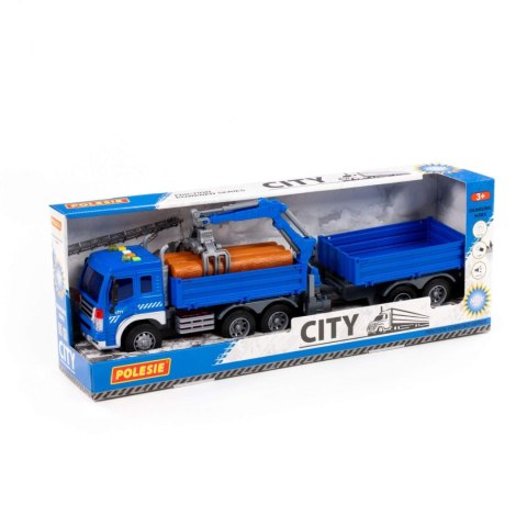 Auto ciężarowe 50cm City światło/dzięk niebieska przyczepa POLESIE 96036 WADP