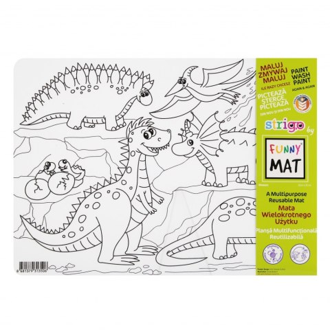 Mata na stół do kolorowania wymazywalna 25x35 cm Dino Strigo PILOT SFU1350