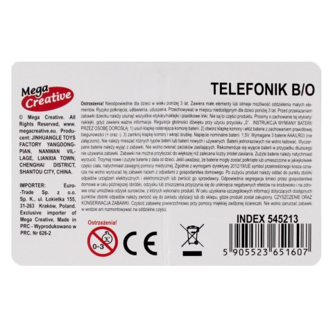 Zabawka dla dzieci Telefon Króliczek 16cm mix MEGA CREATIVE 545213