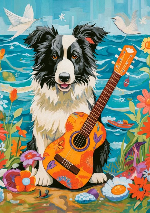 Puzzle 500 el. Collie, Guitar and the Sea CASTORLAND B-54008