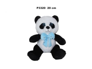 PLUSZAK PANDA 20CM SIEDZACA Z KOKARDA NIEB SA