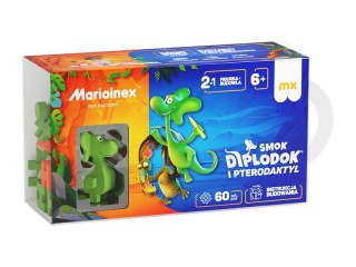 Klocki konstrukcyjne Mini Waffle 60el. Diplodok i Pterodaktyl MARIOINEX 906163