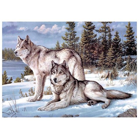 Mozaiki diamentowe wilki FLAMINGO LINE