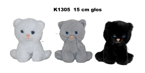 PLUSZAK KOT Z GLOSEM 15CM SIEDZACY SA