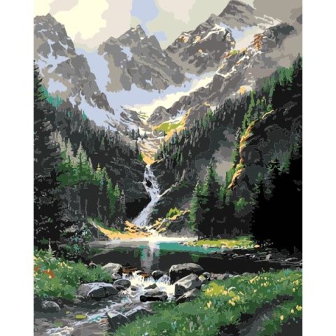 Zestaw kreatywny Malowanie po numerach 40x50cm Potok w górach FLAMINGO LINE