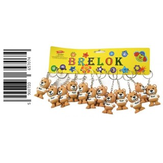 Brelok gumowy Miś w koszulce 5 cm mix kolorów op.12 szt. MIDEX D43156