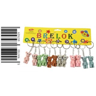 Brelok gumowy Miś w paski 5 cm mix kolorów op.12 szt. MIDEX D43146