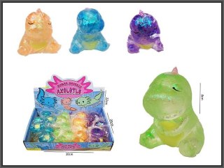 Dinozaur brokatowy do ściskania 8cm 4-kolory