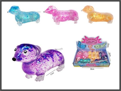 Piesek brokatowy do ściskania 11cm 4-kolory