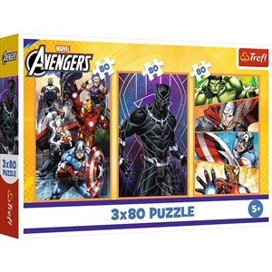 Puzzle 3x80 elementów Dni Pełne Akcji Avengers TREFL 34883 TR