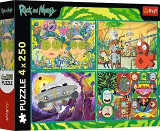 Puzzle 4x250 elementów Zakręcony Świat Ricka i Mortyego TREFL 13338 TR