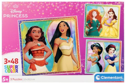 Puzzle Clementoni 3x48 elementów Super Kolor Princes 25064