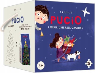 Pucio i Misia ubierają choinkę. Puzzle