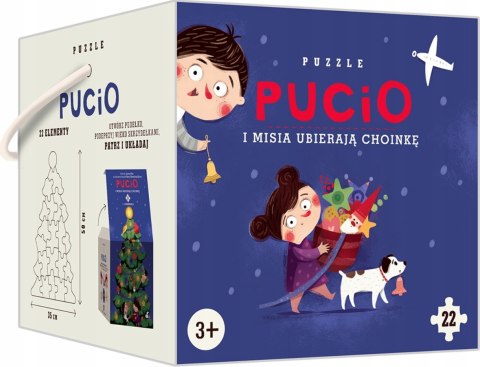 Pucio i Misia ubierają choinkę. Puzzle
