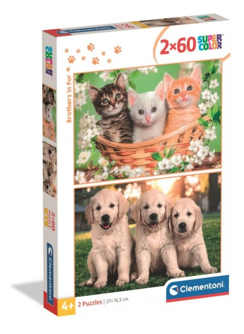 Puzzle Clementoni 2X60 Elementów Brothers In Fur 24820