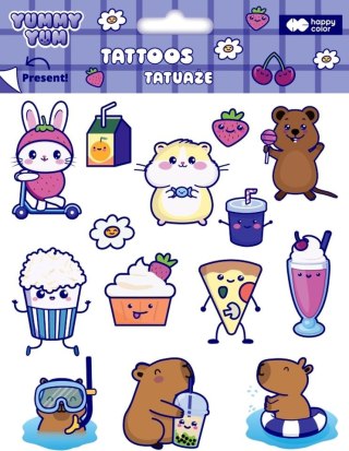 Tatuaże zmywalne YUMMY YUM, Kapibara rozm. 150x200 mm, Happy Color