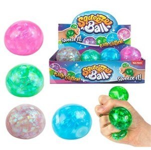 FUN Antystresowa Piłeczka Sparkle z brokatem i wstążkami 6 cm 4 wzory