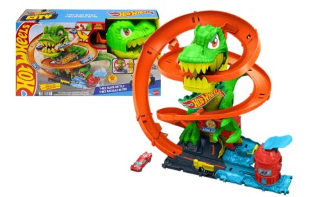 Hot Wheels Zakręcony tor Remiza T-rexa Zestaw JBM73 WB2