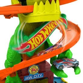 Hot Wheels Zakręcony tor Remiza T-rexa Zestaw JBM73 WB2