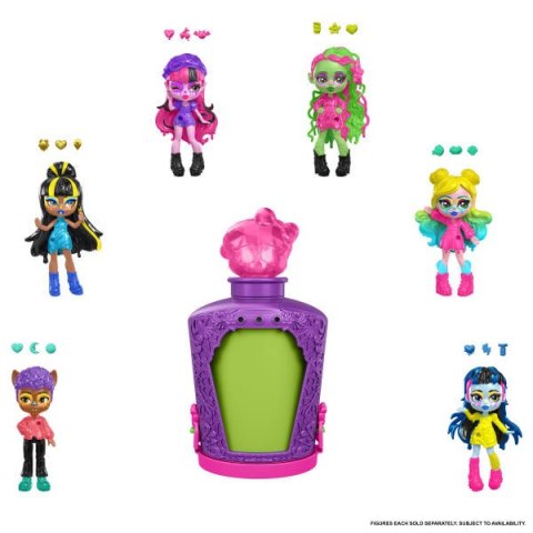 Monster High Eliksiry Minilalka Małe lalki 7,5 cm z wodną niespodzianką i ozdobami HYB10 WB6